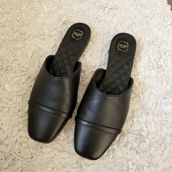 Malone Souliers Leather Mules Slides 39 Black NEW
